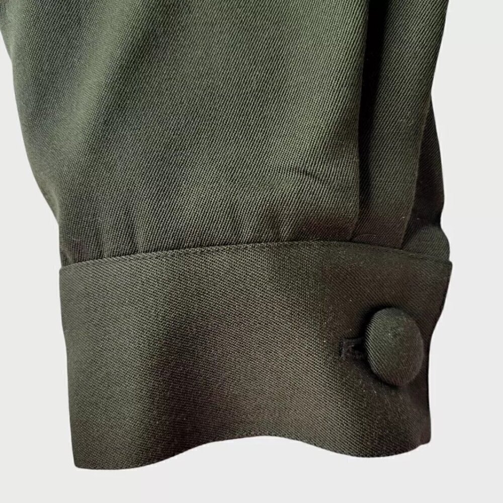 Suzelle Wool Jacket Size 12 Embroidered Full Front Zipper Buttons Pockets Green - Picture 8 of 13